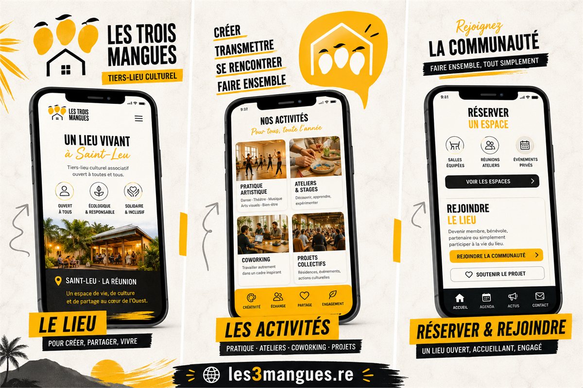 Interface du site web Les 3 Mangues